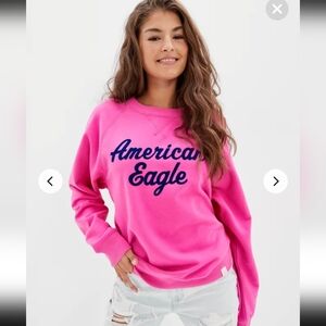 American Eagle Velvet Graphic Crew Neck Sweatshirt 